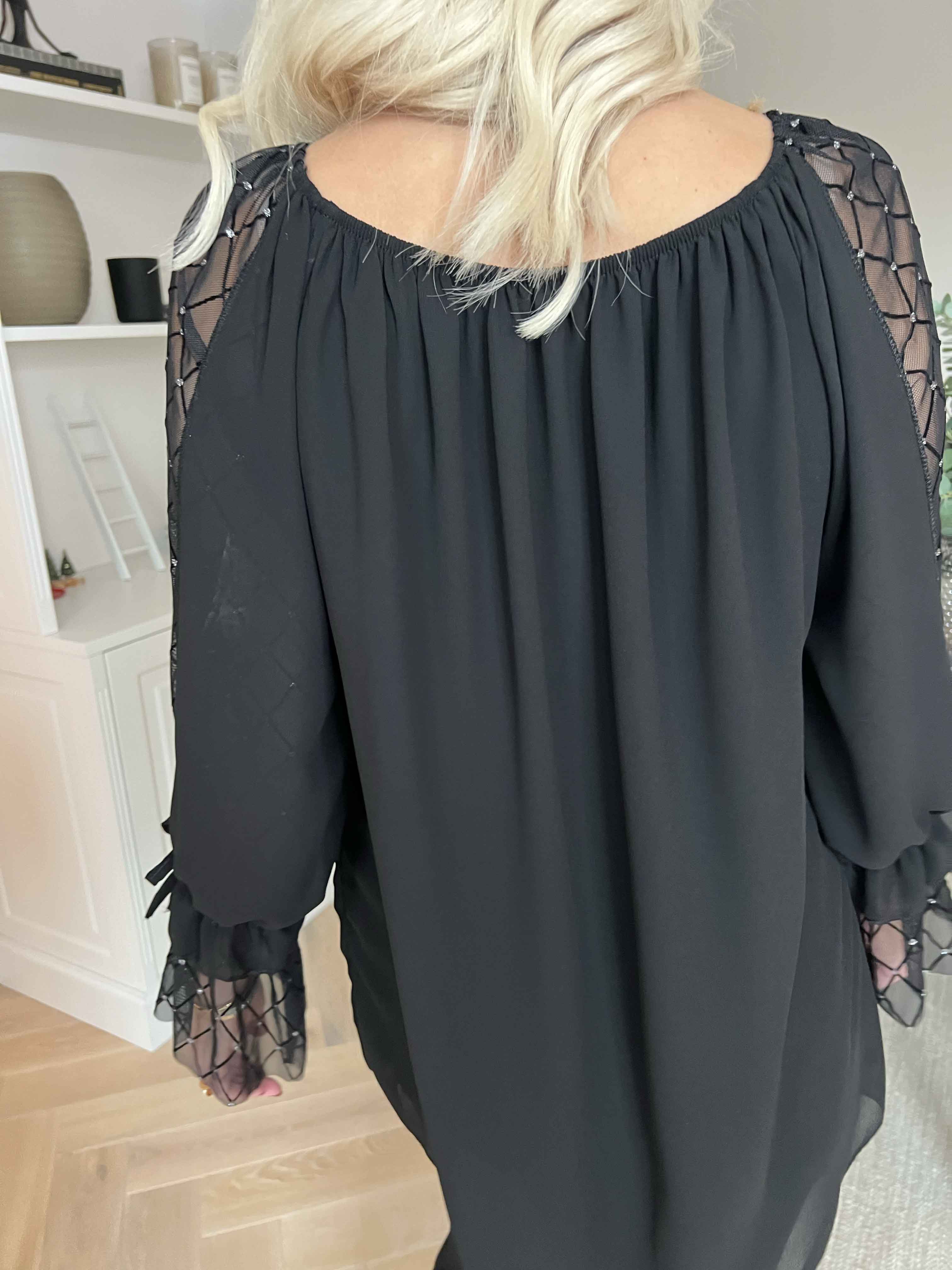 Norma - Tunika i chiffon med detaljerede ærmer